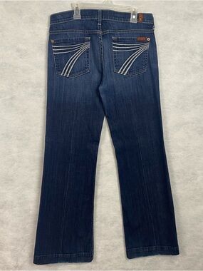 7 For All Mankind Dojo Jeans Womens 29 (33x31) Flare Dark Wash Low Rise